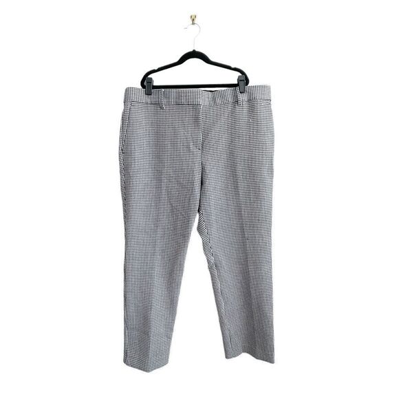 Ann Taylor The Ankle In Devin Fit Cropped Pants Houndstooth Black White Women 14 - Picture 2 of 12
